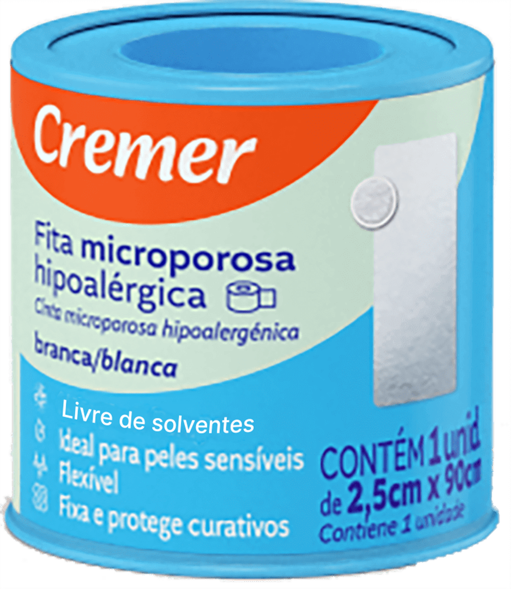 FITA CREMER MICROPOROSA 02,5CMX0,9M BRANCA | DPC Distribuidor Atacadista